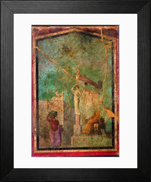 Framed Print : Sacred Landscape, by unknown artist, 25-45, 1st Century A.D. ripped fresco, 120 x 80 cm - Italy, Campania, Naples, National Archaeological Museum, Room LXXI, inv. 8845