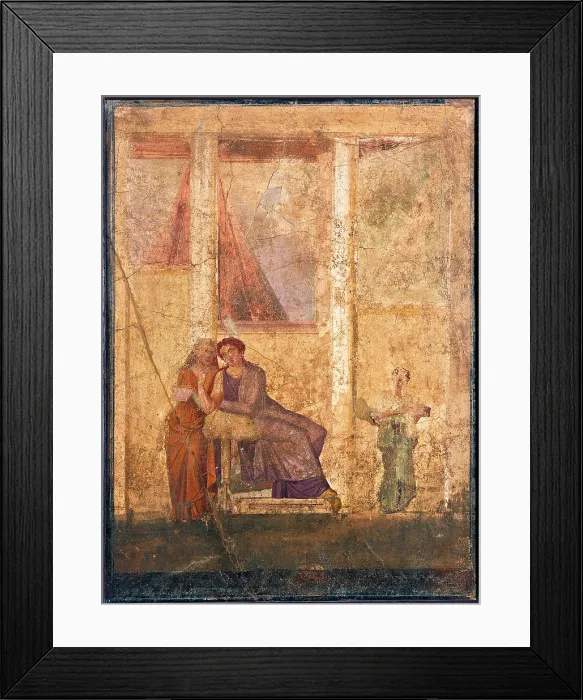 Framed Print : Phaedra and wet-nurse, by unknoown artist, 20-25, 1st Century A.D. ripped fresco, 130 x 102 cm - Italy, Campania, Naples, National Archaeological Museum, Room LXX, inv. 114322
