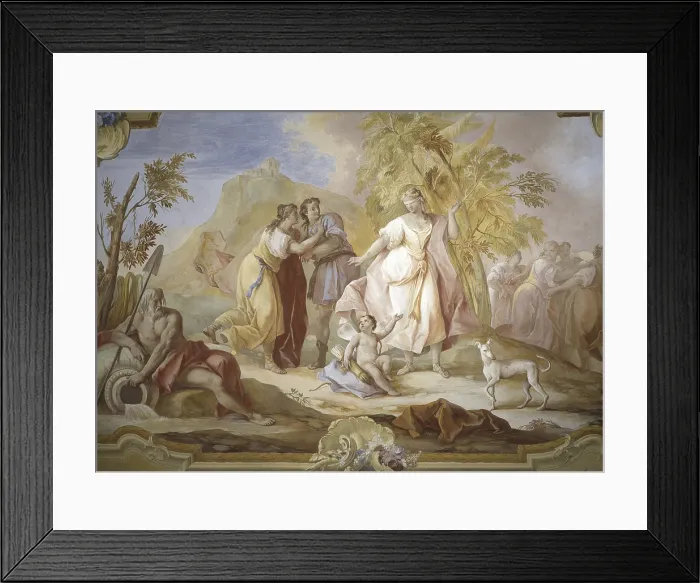 Framed Print : The game of Blind Man's Buff, by Jacopo Guarana, ca. 1770, 18th Century, fresco - Italy, Veneto, Cinto Euganeo, Valnogaredo, Contarini Rota Villa. Detail