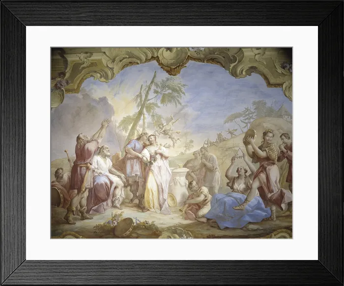 Framed Print : Scene of Pastoral Wedding, by Jacopo Guarana, ca. 1770, 18th Century, fresco - Italy, Veneto, Cinto Euganeo, Valnogaredo, Contarini Rota Villa. Detail