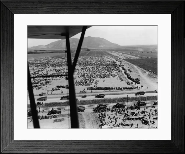 Framed Print : German prisoner of war camp west of Mateur, Tunisia. In the background is Hill 609 (Djebel Tahent), the linchpin of German defenses in the final battle for North Africa. The U.S Framed Print : German prisoner of war camp west of Mateur, Tunisia. In the background is Hill 609 (Djebel Tahent), the linchpin of German defenses in the final battle for North Africa. The U.S