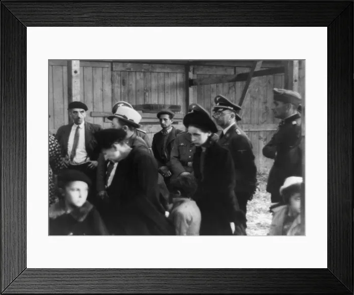 Framed Print : Heinrich Himmler standing near refugees in occupied Metz, France. Photo is from a group of photos of Himmler and Nazi soldiers in France in 1940. World War 2 (BSLOC_2014_10_171)