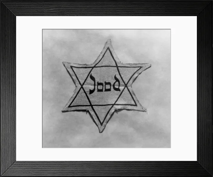 Framed Print : Yellow and black star which the Jews were required to wear in occupied Holland during World War 2. (BSLOC_2014_10_183) Framed Print : Yellow and black star which the Jews were required to wear in occupied Holland during World War 2. (BSLOC_2014_10_183)