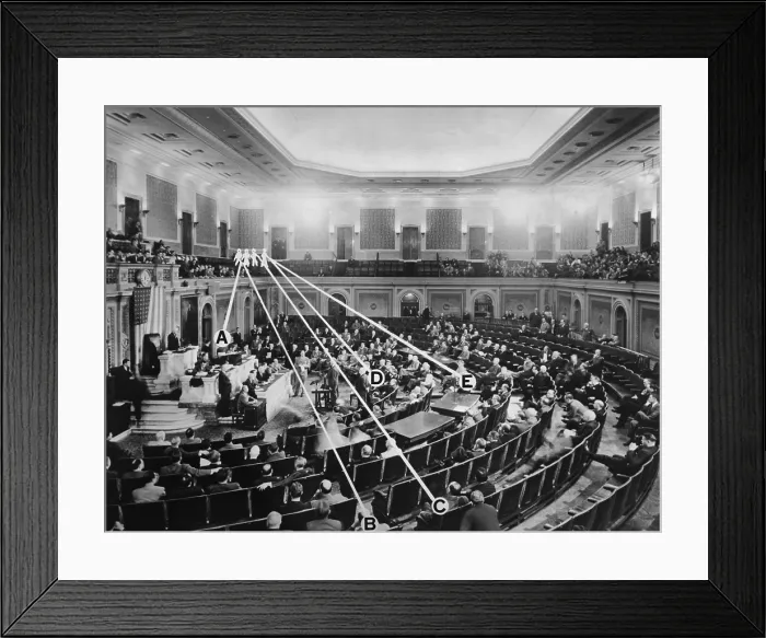 Framed Print : Chamber of the House of Representatives, where Puerto Rican nationalists shot 5 Congressmen Framed Print : Chamber of the House of Representatives, where Puerto Rican nationalists shot 5 Congressmen