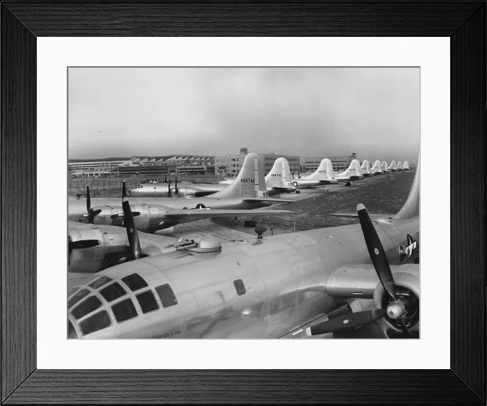 Framed Print : Eleven B-29's in the Boeing-Wichita assembly factory awaiting final flight tests