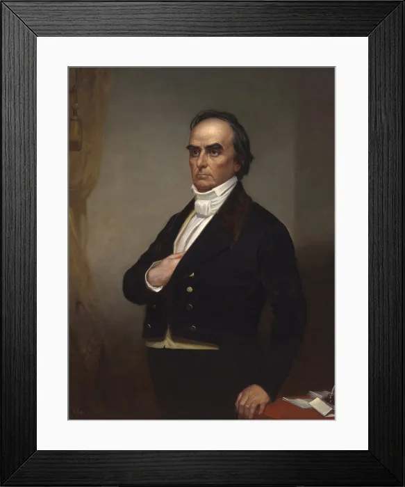 Framed Print : Daniel Webster, posthumous portrait of 1861 by John Pope. Webster was the 14th and 19th Secretary of State under Presidents William H Framed Print : Daniel Webster, posthumous portrait of 1861 by John Pope. Webster was the 14th and 19th Secretary of State under Presidents William H