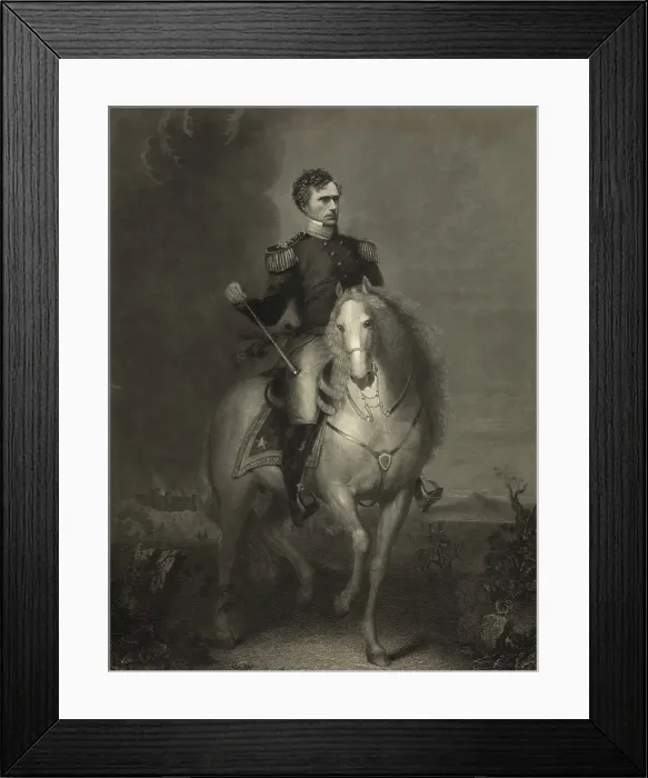 Framed Print : Equestrian portrait of General Franklin Pierce who was elected President in 1852