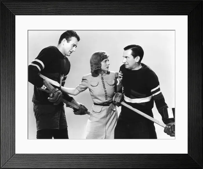 Framed Print : IDOL OF THE CROWDS, from left, John Wayne, Sheila Bromley, Hal Neiman, 1937