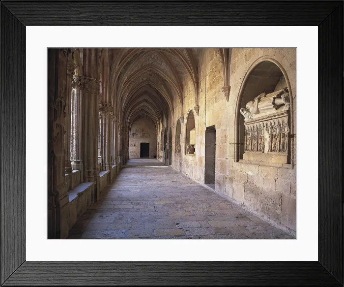 Framed Print : Monastery of Santes Creus. SPAIN. CATALONIA. TARRAGONA. Aiguamrcia. Monastery of Santes Creus. Main cloister. Gallery with tombs of Catalan noble families. Cistercian art Framed Print : Monastery of Santes Creus. SPAIN. CATALONIA. TARRAGONA. Aiguamrcia. Monastery of Santes Creus. Main cloister. Gallery with tombs of Catalan noble families. Cistercian art