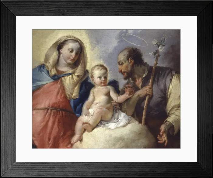 Framed Print : The Holy Family Appears to a Saint, by Francesco Zugno, 18th century, canvas - Italy, Friuli Venezia GIulia, Udine, Parrish Church of saint Bishop Nicol. Detail