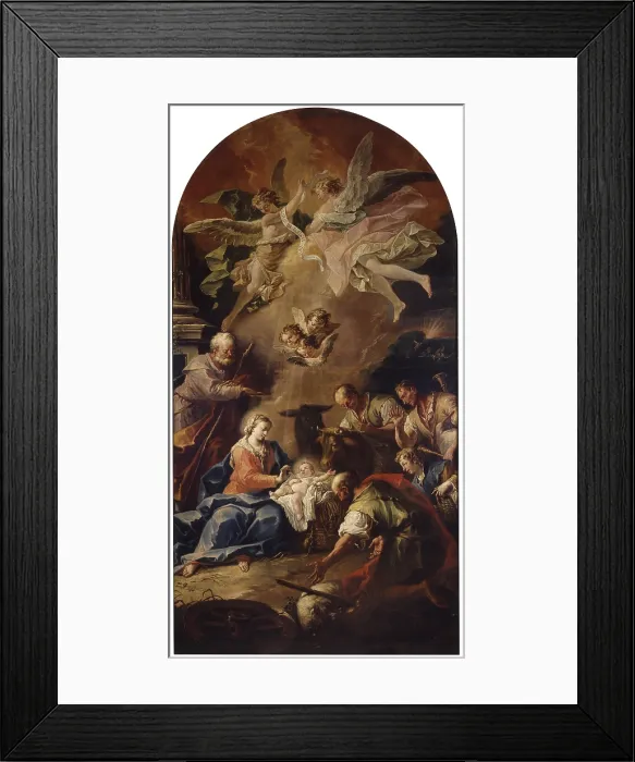 Framed Print : Adoration of Shepherds, by Gaspare Diziani, 18th Century, canvas - Italy, Lombardy, Clusone, Basilica. Whole artwork view