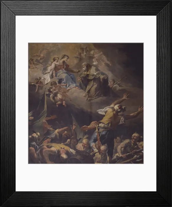 Framed Print : Apparition of the Virgin to a Carmelite saint, by Gaspare Diziani, 18th Century, canvas - Italy, Veneto, Venice, Scuola Grande dei Carmini. Whole artwork view