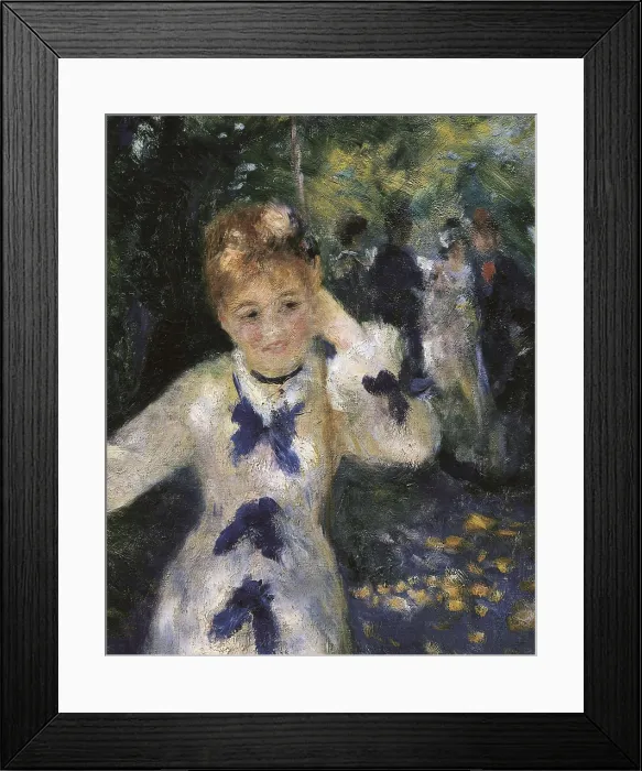 Framed Print : RENOIR, Pierre-Auguste (1841-1919). The Swing. 1876. Right upper detail of the sitter, Jeanne. Executed in the garden at Corot street, in Montmartre. Impressionism. Oil on canvas Framed Print : RENOIR, Pierre-Auguste (1841-1919). The Swing. 1876. Right upper detail of the sitter, Jeanne. Executed in the garden at Corot street, in Montmartre. Impressionism. Oil on canvas