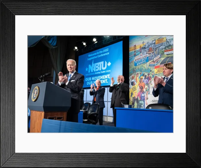 Framed Print : President Joe Biden was treated like a rock star at the North America's Building Trades Unions 2022 Legislative Conference, on April 6, 2022