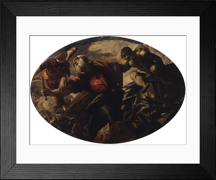 Framed Print : The Sacrifice of Isaac (Il sacrificio di Isacco), by Jacopo Robusti known as Tintoretto, 1577, 16th century, fresco. - Italy, Veneto, Venice, Scuola Grande di San Rocco