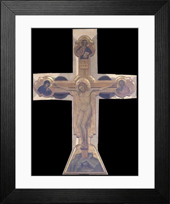 Framed Print : Stational Cross, by Guarienti di Arpo, 14th century, tempera on panel. - Italy, Veneto, Bassano del Grappa, Church of St. Francis. Whole artwork view