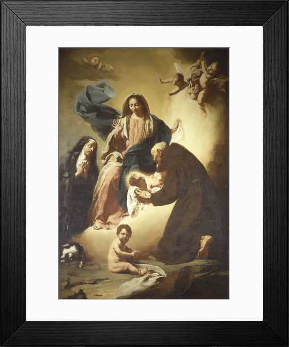 Framed Print : St. Felix of Cantalice receives Christ Child from the Madonna with St. Margaret of Cortona, by Giuseppe Angeli, 1744, 18th century, oil on canvas Framed Print : St. Felix of Cantalice receives Christ Child from the Madonna with St. Margaret of Cortona, by Giuseppe Angeli, 1744, 18th century, oil on canvas
