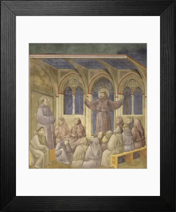 Framed Print : The Apparition of St. Francis in the Chapter of Arles, by Giotto, 1297-1300, 13th-14th century, fresco. - Italy, Umbria, Assisi, Upper Basilica of San Francesco
