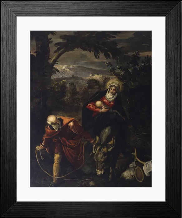 Framed Print : Flight into Egypt, by Jacopo Robusti known as Tintoretto, 1583-1587, 16th century, oil on canvas, 422 x 579 cm. - Italy, Veneto, Venice, Scuola Grande di San Rocco. Detail