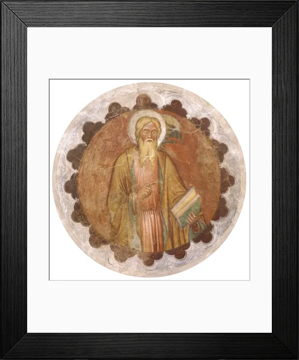 Framed Print : St. John the Evangelist, Attributed to the Master of Velo d'Astico or Luca da Vicenza, 15th century, fresco. - Italy, Veneto, Velo d'Astico, Saws, Church of St. George