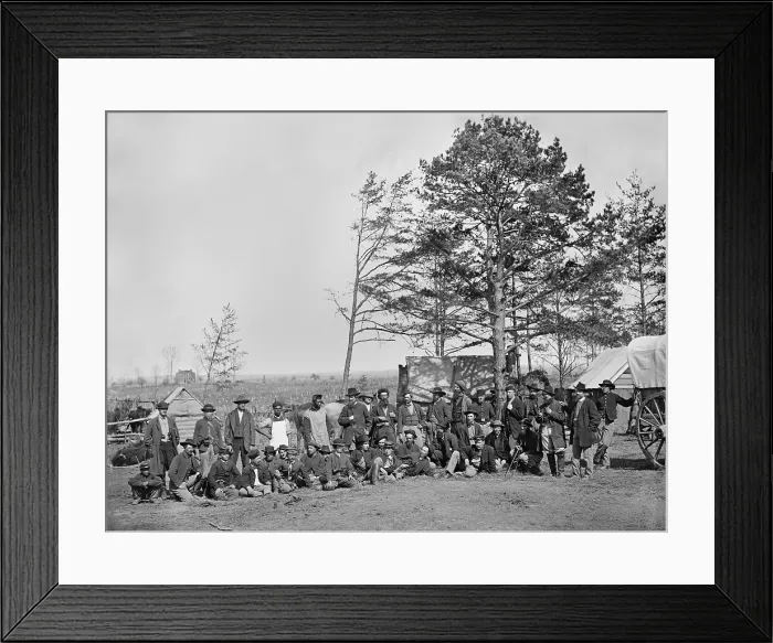 Framed Print : Union scouts and guides of the Union Army of the Potomac, at winter quarters, Brandy Station, March 1864