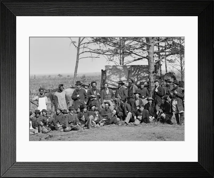 Framed Print : Union scouts and guides of the Union Army of the Potomac, at winter quarters, Brandy Station, March 1864