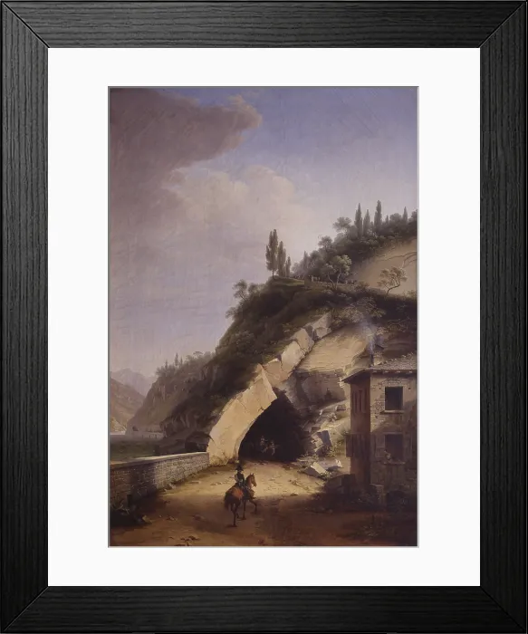 Framed Print : View of the house and of the first gallery of Varenna in Bellano in Malpensata of Mount Oliveto on Lake Como, by Marco Gozzi, 1830, 19th century, oil on canvas, 116 x 78 cm Framed Print : View of the house and of the first gallery of Varenna in Bellano in Malpensata of Mount Oliveto on Lake Como, by Marco Gozzi, 1830, 19th century, oil on canvas, 116 x 78 cm