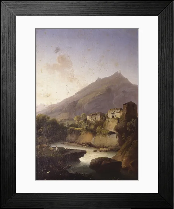Framed Print : Torrent in a valley (Torrente in una valle), by Marco Gozzi, 19th century, oil on canvas. - Italy, Lombardy, Milan, Brera Collection. Whole artwork view