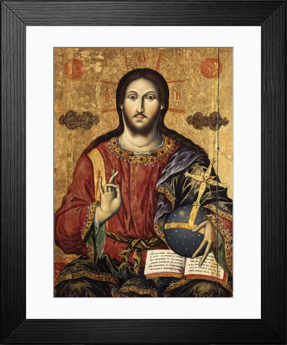 Framed Print : Christ Pantocrator, attributed to Mihal Anagnosti, 1827, 19th Century, tempera on wood - Albania, Tirana, Institute for Cultural Monuments. Whole artwork view