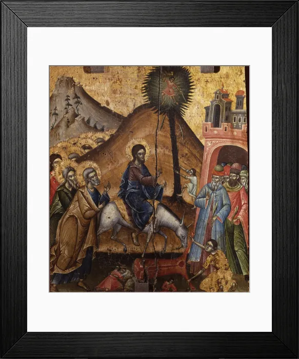 Framed Print : Chirst Entering in Jerusalem, attributed to Joan etiri, 18th Century, tempera on wood - Albania, Tirana, Institute for Cultural Monuments. Whole artwork view