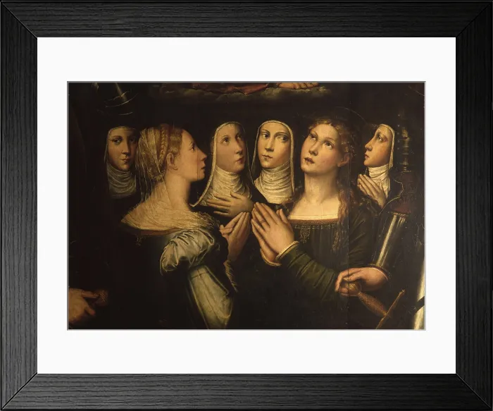 Framed Print : Enthroned Madonna with Baby and Saints Gervasio, Protasio, Catherine, Giustina and four Benedictine Nuns, by Giacomo Raibolini also known as Giacomo Francia, 1544, 16th Century Framed Print : Enthroned Madonna with Baby and Saints Gervasio, Protasio, Catherine, Giustina and four Benedictine Nuns, by Giacomo Raibolini also known as Giacomo Francia, 1544, 16th Century