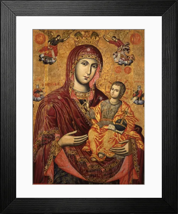 Framed Print : MOther of God with Child, by Mihal Anagnosti, 1827, 19th Century, tempera on wood - Albania, Tirana, Institute for Cultural Monuments. Whole artwork view