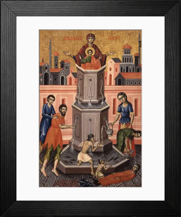 Framed Print : Mother of God, Source of Life, by Unknown Artist, tempera on wood - Albania, Berat, Onufri Museum. Whole artwork view