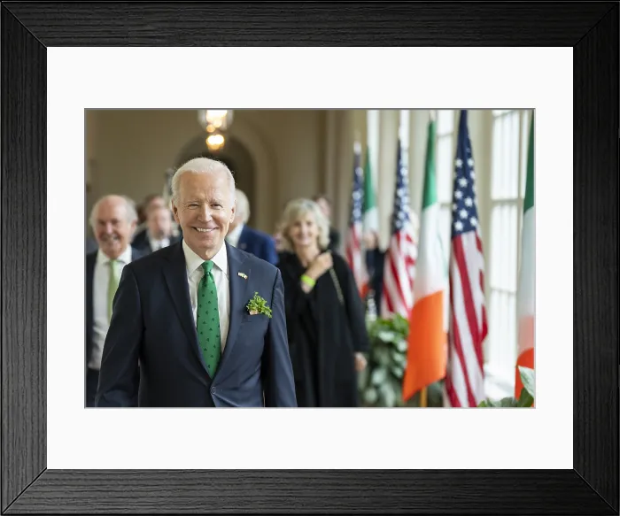 Framed Print : President Joe Biden celebrates his Irish ancestry on St. Patricks Day, March 17, 2022