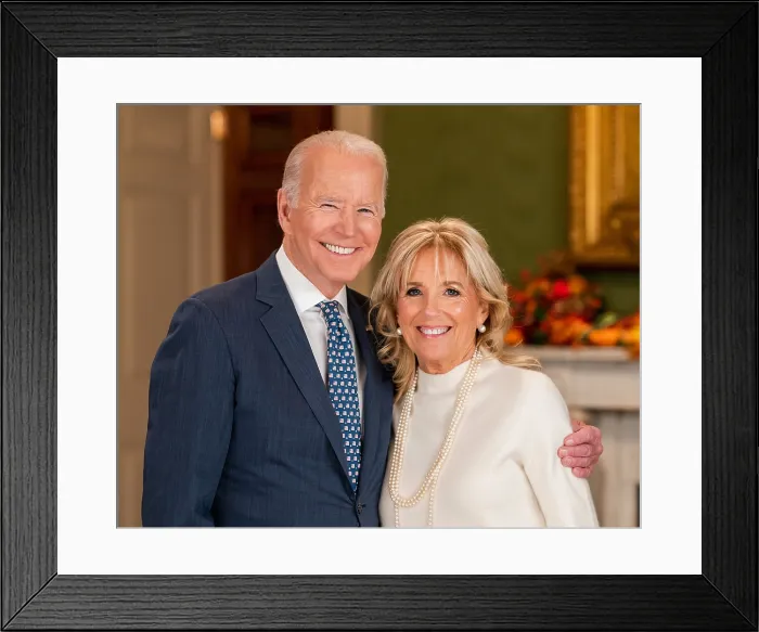 Framed Print : President Joe Biden and First Lady Jill Biden on Nov. 22, 2021, when they were recording a Thanksgiving video message. (BSLOC_2022_3_4)