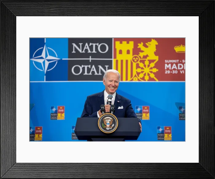 Framed Print : President Joe Biden holds a press conference at the NATO Summit, June 30, 2022 Framed Print : President Joe Biden holds a press conference at the NATO Summit, June 30, 2022