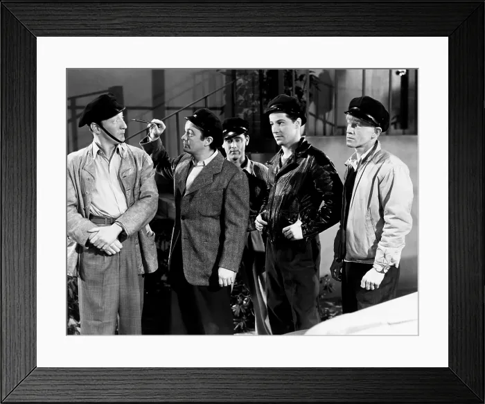 Framed Print : IN FAST COMPANY, from left, Huntz Hall, Leo Gorcey, David Gorcey, Bobby Jordan, William Benedict, 1946 Framed Print : IN FAST COMPANY, from left, Huntz Hall, Leo Gorcey, David Gorcey, Bobby Jordan, William Benedict, 1946