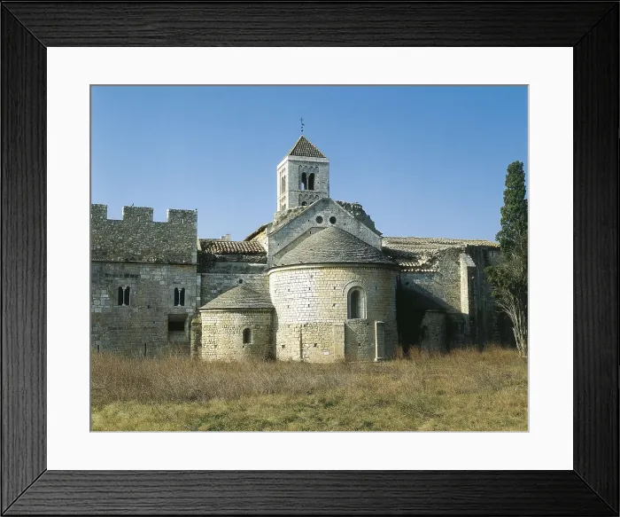 Framed Print : SPAIN. CATALONIA. GERONA. Vilabertran. Monastery of Santa Maria. Monastery of Santa Maria (Romanesque, 11th-12th c.). Apses and bell tower. Romanesque art