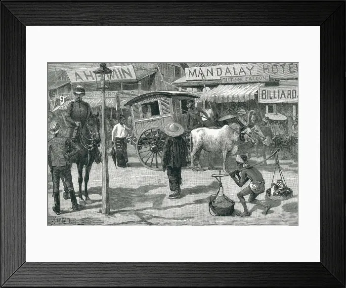 Framed Print : Bhurma. Colonial period (1887). Street in Mandalay. Etching. AISA / Everett Collection**US SALES ONLY**