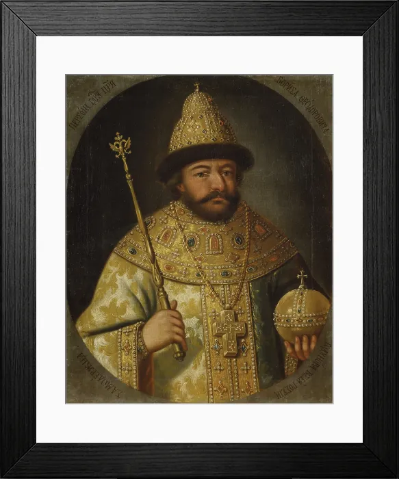 Framed Print : Tsar Boris Fedorovich Godunov, by Anonymous Painter, 1750, 18th century, oil on canvas. - Russia, Moscow, Gosudarstvennyj Istoriceskij Muzej. Whole artwork view