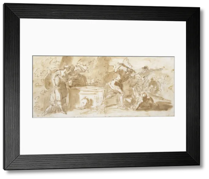 Framed Print : Moses and the Daughters of Jethro (Mos e le figlie di Jetro), by Sebastiano Ricci, 1720, 18th century, black pencil, pen, ink and watercolor light brown paper Framed Print : Moses and the Daughters of Jethro (Mos e le figlie di Jetro), by Sebastiano Ricci, 1720, 18th century, black pencil, pen, ink and watercolor light brown paper