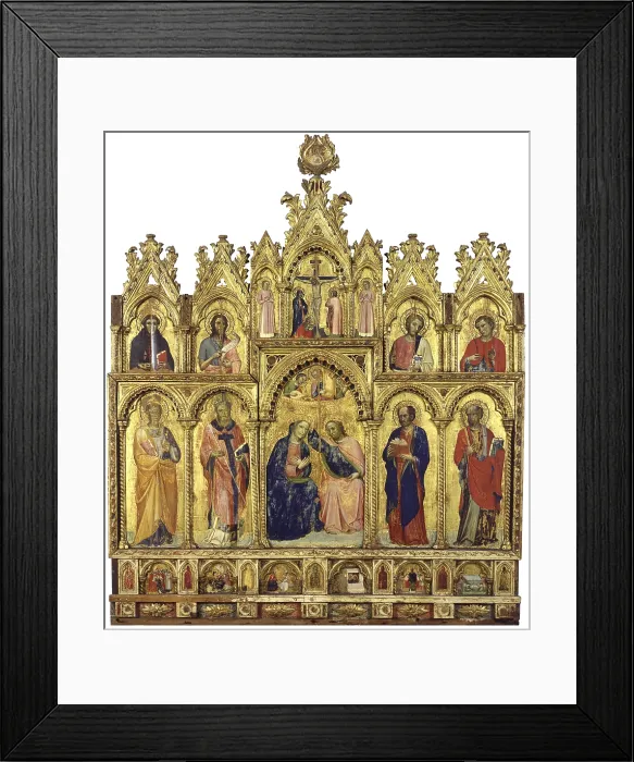 Framed Print : The Coronation of the Virgin and Saints, by Giovanni da Bologna, 14th century, panel. - Italy, Emilia Romagna, Bologna, National Picture Gallery. Whole artwork view