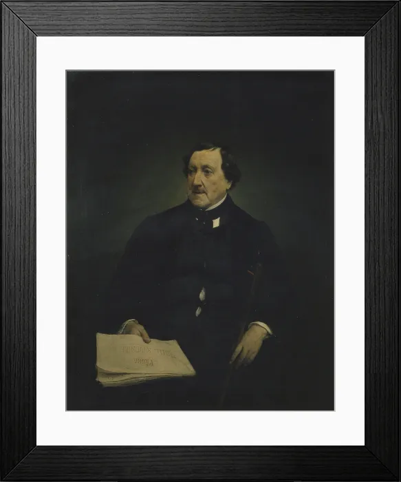 Framed Print : Portrait of Gioacchino Rossini, by Francesco Hayez, 1870, 19th century, oil on canvas, 109 x 87 cm. - Italy, Lombardy, Milan, Brera Collection. Whole artwork view
