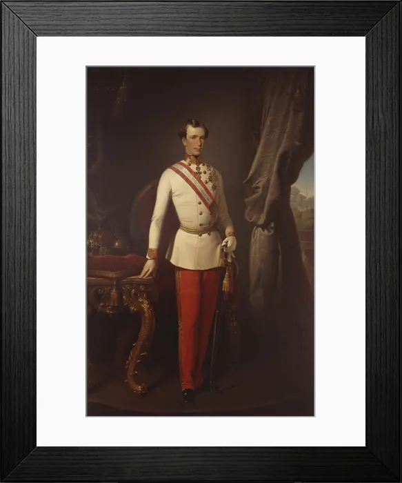 Framed Print : Portrait of Franz Joseph I of Austria, by Attributed to Francesco Hayez or Francesco Hayez School, 19th Century, oil on canvas