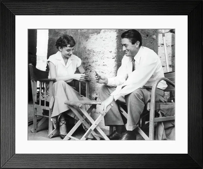 Framed Print : ROMAN HOLIDAY, Audrey Hepburn, Gregory Peck, playing cards on set, 1953