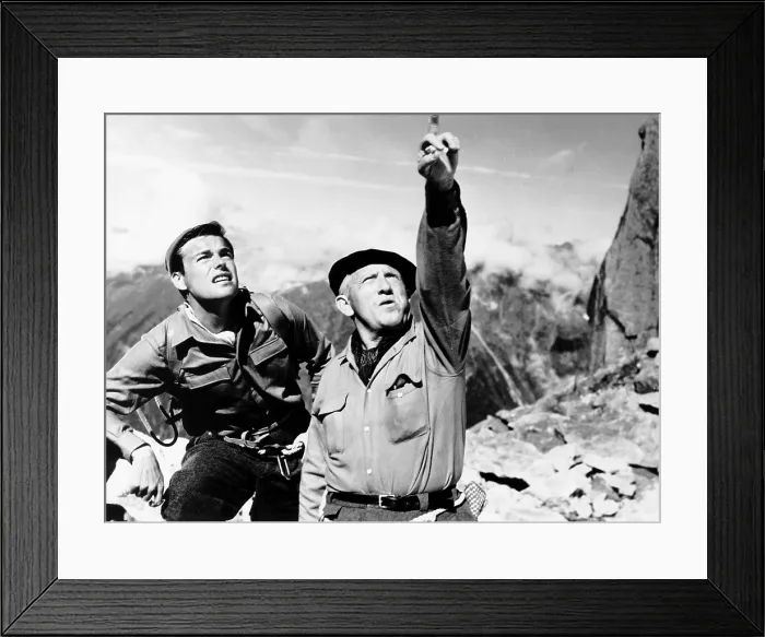 Framed Print : THE MOUNTAIN, from left, Robert Wagner, Spencer Tracy, 1956