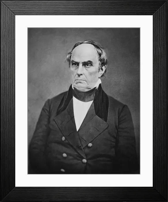 Framed Print : Daniel Webster, in the 1840s. The image is an ink wash drawing copied from a Mathew Brady daguerreotype