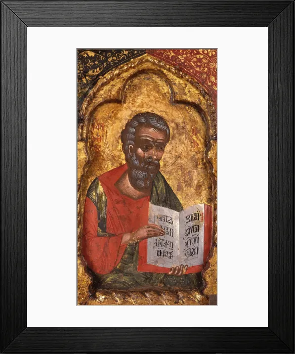 Framed Print : Deesis with Apostoles, by Nicholas, tempera on wood - Albania. Detail. The figure of one of the apostoles, from the iconostasis of the Church of Saint Mary Vllaherna