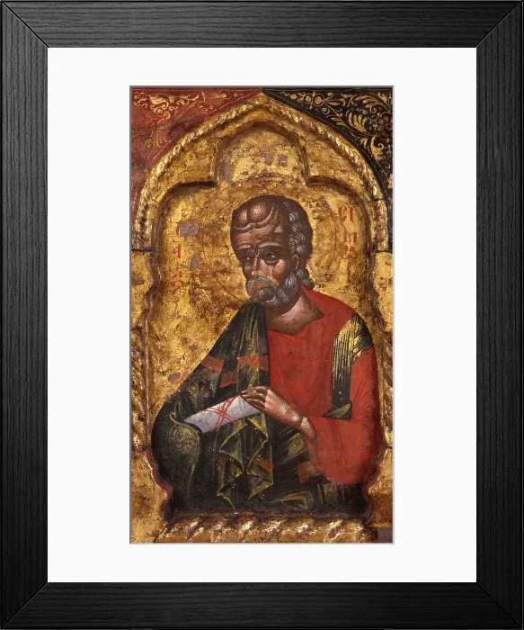 Framed Print : Deesis with Apostoles, by Nicholas, tempera on wood - Albania. Detail. The figure of one of the apostoles, from the iconostasis of the Church of Saint Mary Vllaherna