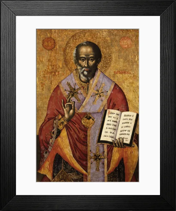 Framed Print : Saint Nicholas, attributed to Mihal Anagnosti, 19th Century, tempera on wood - Albania, Tirana, Institute for Cultural Monuments. Whole artwork view